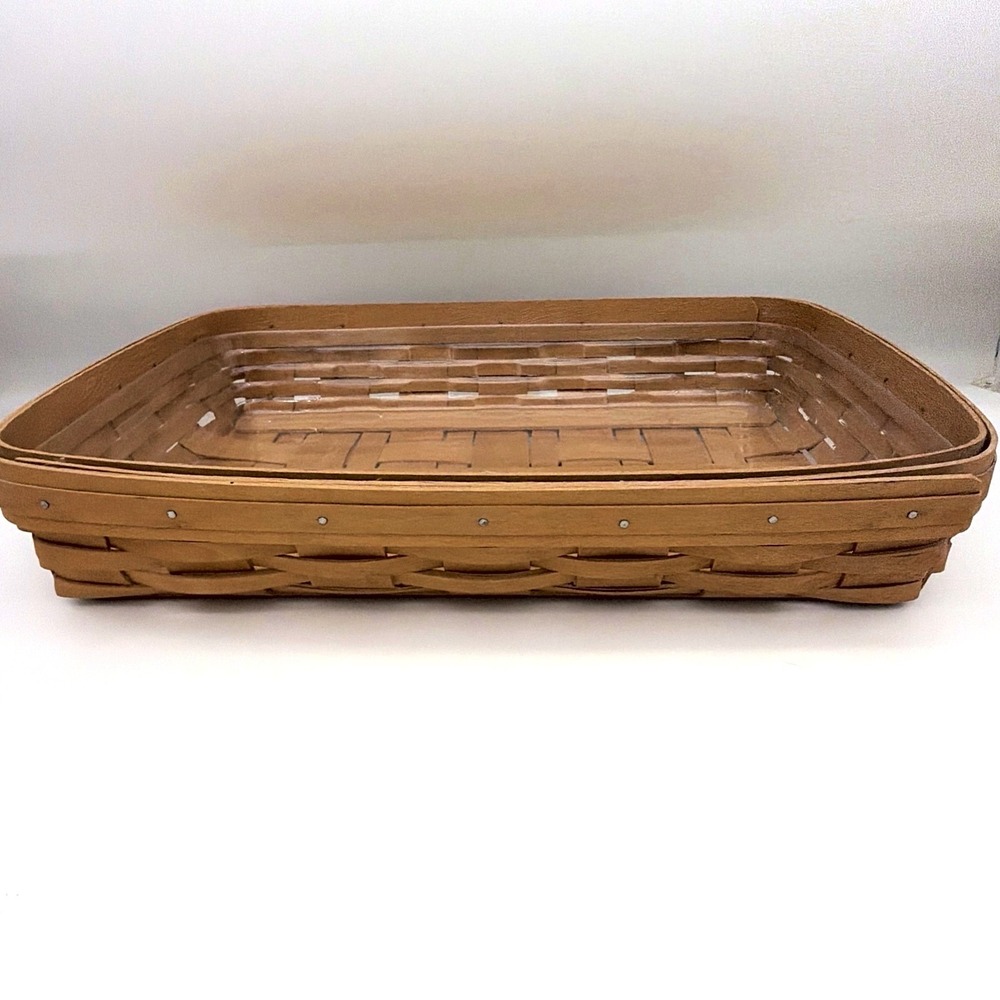 Vtg 1998 Longaberger Rectangular Woven Wood Bread Basket w/ liner